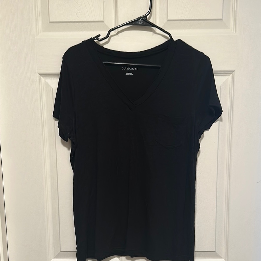 Caslon Black V-Neck Women's Top